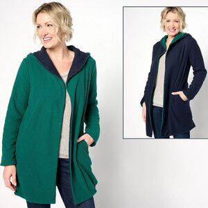 Cuddl Duds Reg Reversible Hooded Wrap - Green/Navy (Sz) a625842